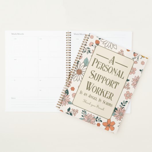 Planificateur de livres de notes florale personnal (Devant avec enveloppe)