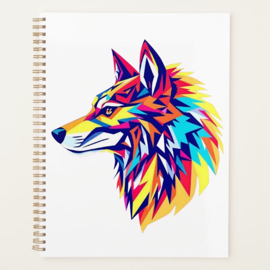 Planificateur de Loup Géométrique Coloré (Devant)