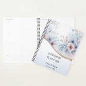 Planificateur de mariage floral rose bleu aquarell (Devant avec enveloppe)