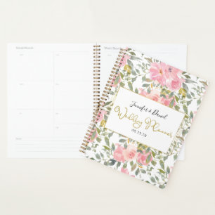 Planificateur de mariage floral rose pâle aquarell