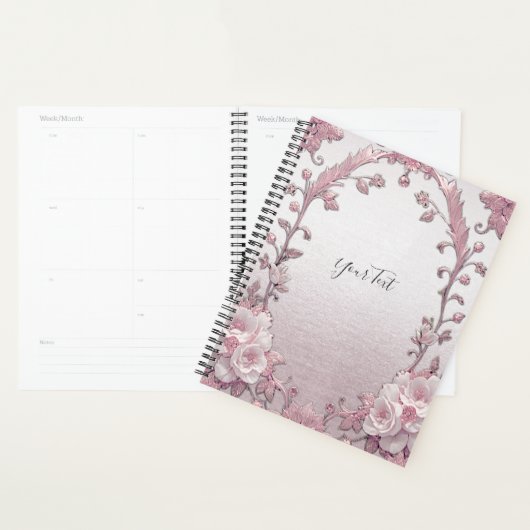 Planificateur de mariage floral rose unique (Devant avec enveloppe)