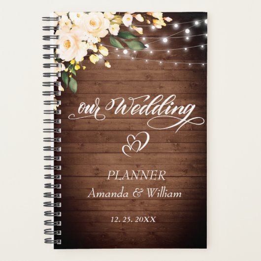 Planificateur de mariage floral Wood & Blush Rose (Devant)