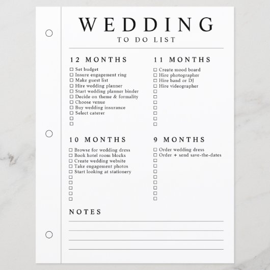 Planificateur de mariage minimal 12 - 5 mois page (Devant)