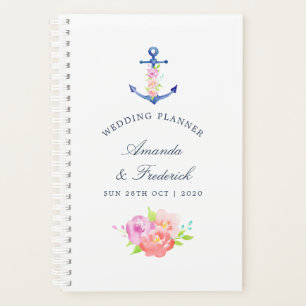 Planificateur de mariage nautique floral aquarelle