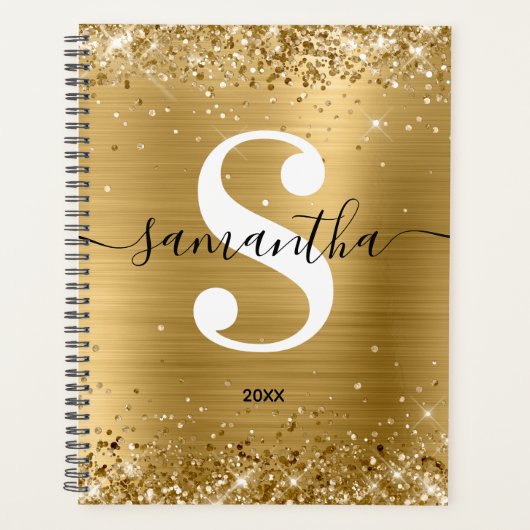 Planificateur de monogramme de style feuille d'or (Devant)