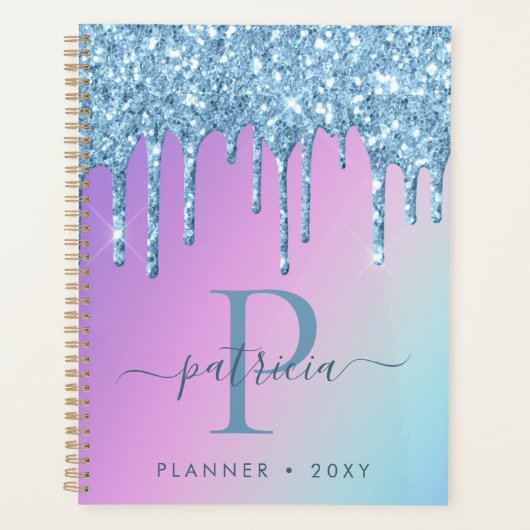 Planificateur de monogramme élégant avec gouttes d (Devant)