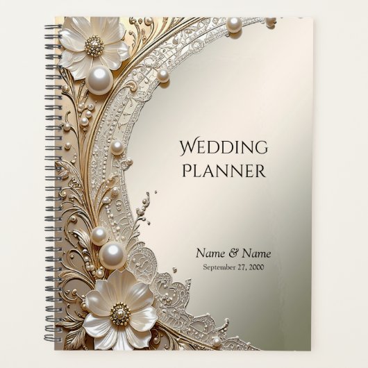 Planificateur de perles de fleurs blanches moderne (Devant)
