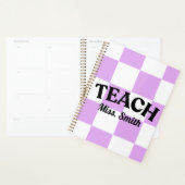 Planificateur de professeur à carreaux violet pers (Devant avec enveloppe)