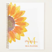 Planificateur de repas à monogramme tournesol (Devant)