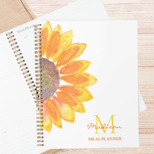Planificateur de repas à monogramme tournesol