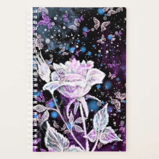 Planificateur de roses blanches et de papillons (Devant)