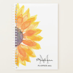 Planificateur de tournesol d'aquarelle personnalis