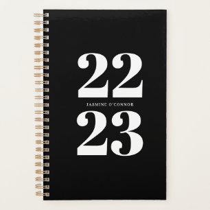 Planificateur de typographie chic moderne noir et