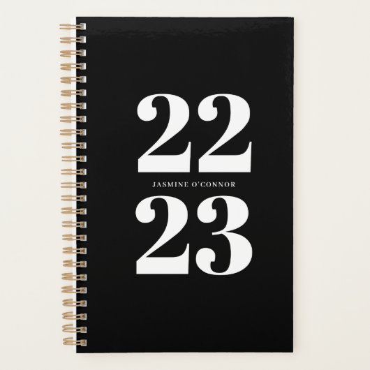 Planificateur de typographie chic moderne noir et (Devant)