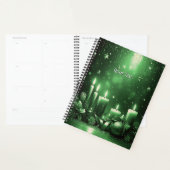 Planificateur de vacances de Noël aux bougies vert (Devant avec enveloppe)