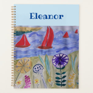 Planificateur de voiles et de fleurs rouges
