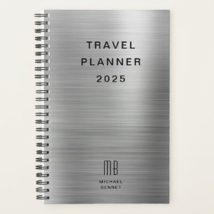 Planificateur de voyage élégant monogramme faux gr