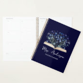Planificateur d'enseignant Fleurs sauvages bleues (Devant avec enveloppe)