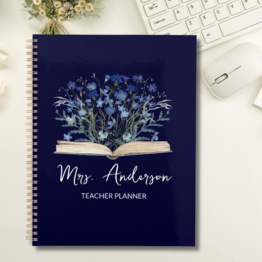 Planificateur d'enseignant Fleurs sauvages bleues