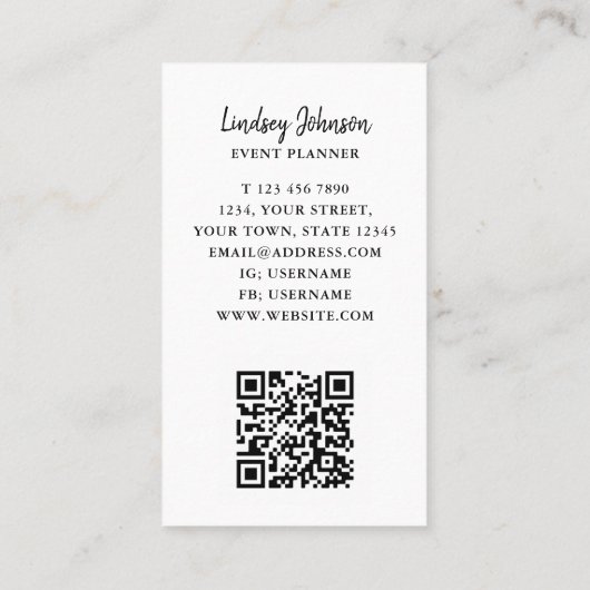 Planificateur d'événements couleur QR Code Carte d (Dos)