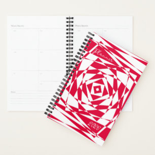 Planificateur d'illusion abstraite blanc rouge • O