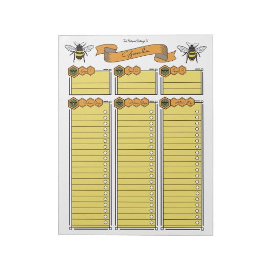 Planificateur d'objectifs Reine Abeille Bloc-notes (Tourné)
