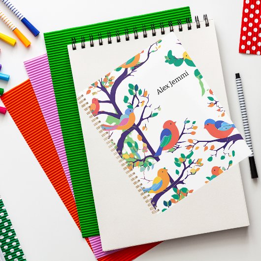 Planificateur d'oiseaux multicolores