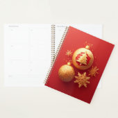 Planificateur d'ornement rouge de Noël doré (Devant avec enveloppe)