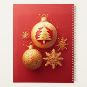 Planificateur d'ornement rouge de Noël doré (Dos)