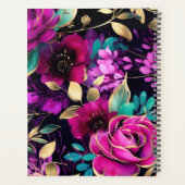 Planificateur élégant à fleurs violet et sarcelle (Dos)