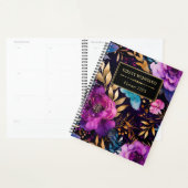 Planificateur élégant à fleurs violet et sarcelle  (Devant avec enveloppe)