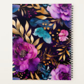 Planificateur élégant à fleurs violet et sarcelle  (Dos)