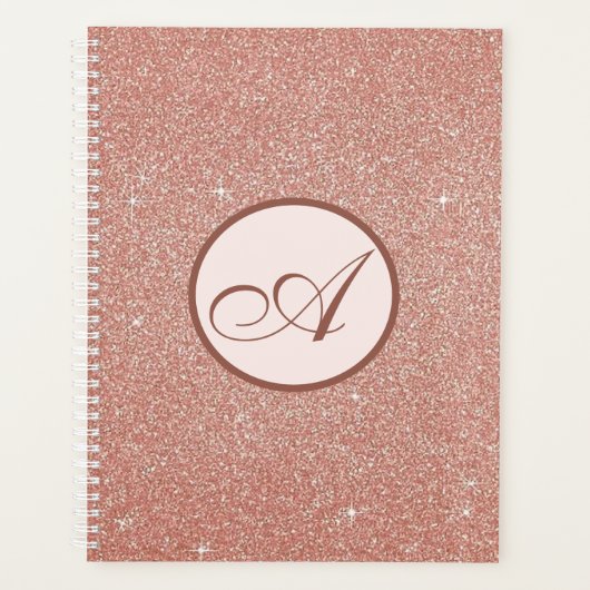 Planificateur élégant monogrammé or rose (Devant)
