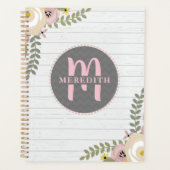 Planificateur en bois gris gris clair monogramme (Devant)
