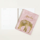 Planificateur en daim rose or Elephant (Devant avec enveloppe)