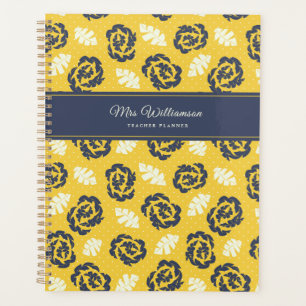 Planificateur enseignant Floral Jaune Vintage Bloc