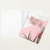 Planificateur enseignant marbre et ananas rose (Devant avec enveloppe)