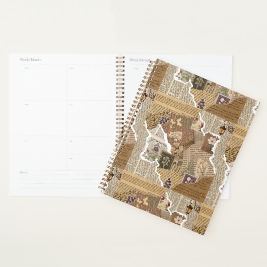 Planificateur esthétique de scrapbook démodé pour (Devant avec enveloppe)