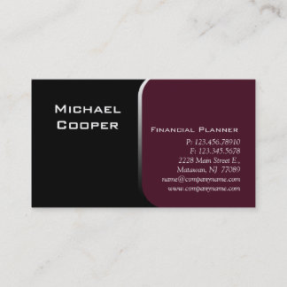 Planificateur financier de carte de visite