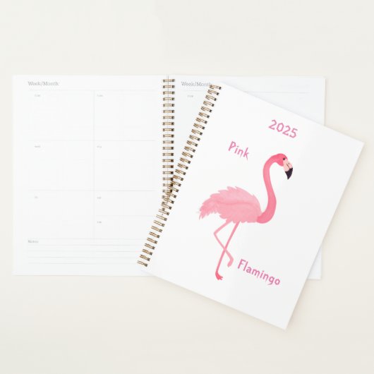 Planificateur Flamant rose rose 2025 (Devant avec enveloppe)