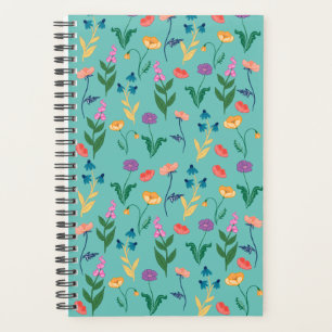 Planificateur Fleur Sauvage en Turquoise