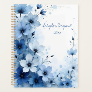Planificateur floral abstrait à reliure spirale bl
