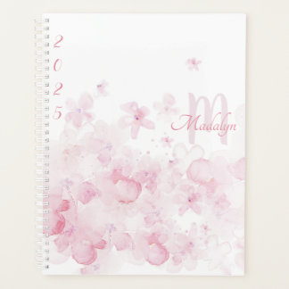 Planificateur floral aquarelle rose Monogram 2025
