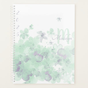 Planificateur floral aquarelle vert Monogram 2025