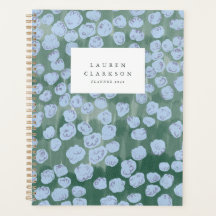 Planificateur floral aquarelle verte et bleue