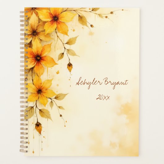 Planificateur floral jaune à reliure spirale Botan (Devant)