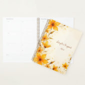 Planificateur floral jaune à reliure spirale et mo (Devant avec enveloppe)