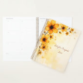 Planificateur floral jaune à reliure spirale pour (Devant avec enveloppe)