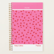 Planificateur floral minimaliste féminin rose/roug