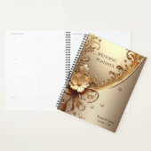 Planificateur floral orné doré (Devant avec enveloppe)